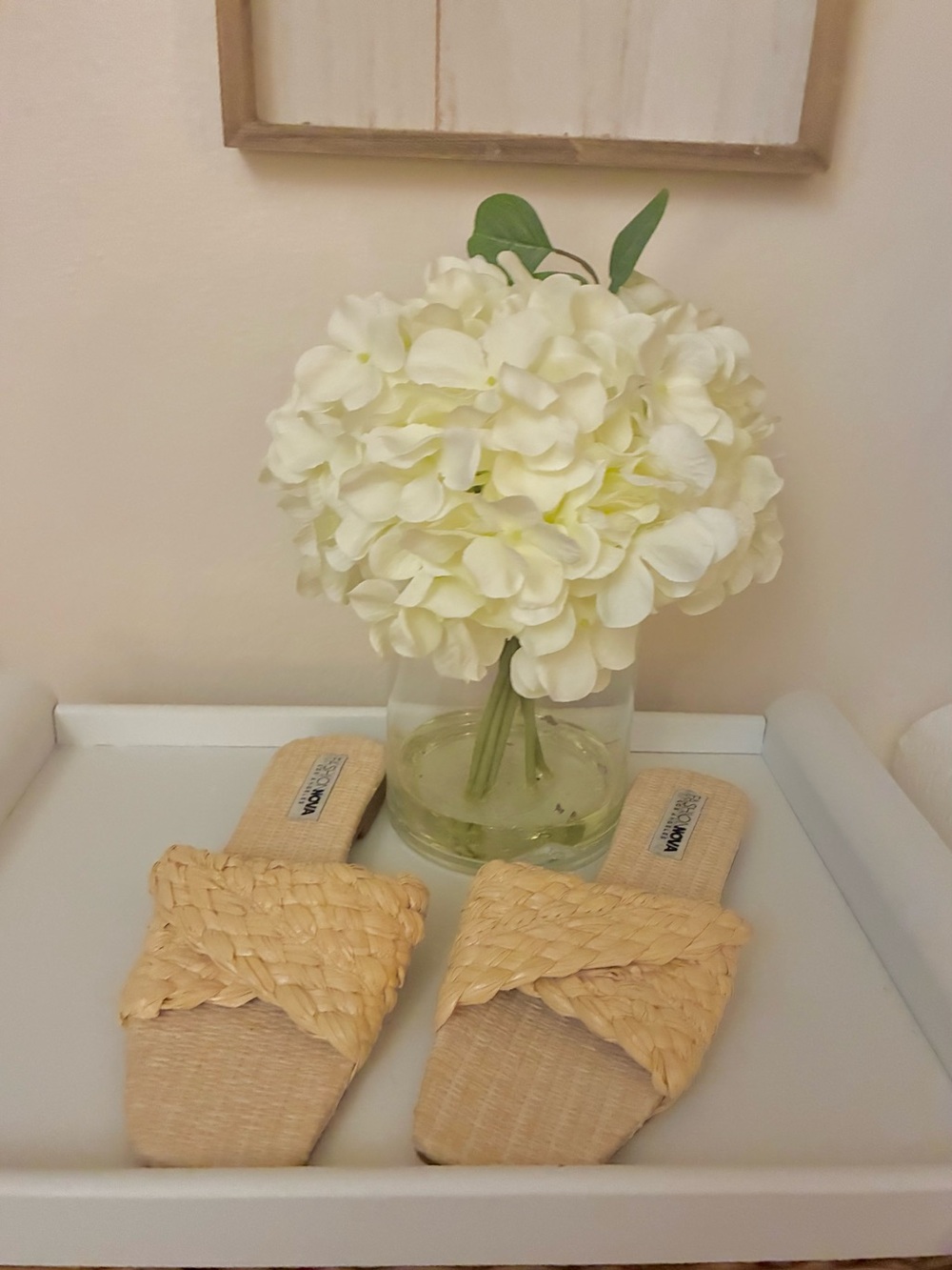 Fashion Nova Cream Woven Sandals. 🌸